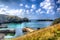 Mullion Cove harbour Lizard peninsula south Cornwall UK in colourful bright HDR