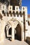 Mullioned window and arch in episcopal city of Rocamadour, France
