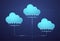 Multi-cloud data storage. Digital service of data storage and transmission. Network cloud technologies