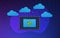 Multi Cloud Technology flat vector modern illustration. Cloud computing Storage Network Connected and synchronizing all devices