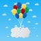 Multi-color Balloon lifted cloud text box