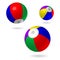 Multi-color beach ball.Children`s ball inflatable.Bright colors-red, yellow, blue, red, violet.Vector illustration