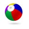 Multi-color beach ball.Children`s ball inflatable.Bright colors-red, yellow, blue, red, violet.Vector illustration