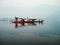 Multi color wooden boat in the lack at Kashmir