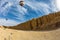 Multi-colored balloon over the stone desert