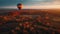 Multi colored balloon soars high over autumn landscape generated by AI