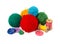 Multi-colored balls, thread and buttons