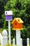 Multi-colored birdhouses