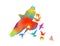 Multi-colored birds. A flock of flying rainbow birds. Vector