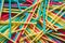 Multi-colored bright drinking straws.