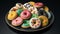 Multi colored cookie donuts, a sweet gourmet indulgence generated by AI