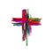 Multi-colored cross. Cross made of rainbow blots. Vector illustration