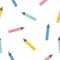 Multi-colored cute cartoon markers highlighters sample pattern. Bright endless background. Good for school and business