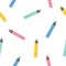 Multi-colored cute cartoon markers highlighters sample pattern. Bright endless background. Good for school and business