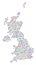 Multi Colored Dot United Kingdom Map