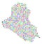 Multi Colored Dotted Iraq Map