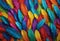 Multi colored feathers. Generative AI