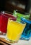 Multi-colored festive alcoholic cocktails, selective focus