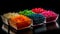 Multi colored fruit bowl, close up Candy, freshness, indulgence Healthy eating, vibrant colors generated by AI