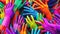 Multi-colored hands for background image. The concept of joining forces and working together as one.Generative AI