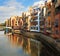 Multi-colored houses on the banks of the river