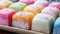 Multi-colored Japanese Mochi dessert ice cream.