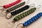 Multi-colored key chains with carabiner made using macrame technique