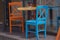 Multi-colored little tables and stools
