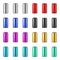 Multi-colored metallic packaging cans beer soda water drink juice various colores mockup realistic vector illustration