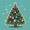 A multi-colored mini-Christmas tree illustration for kids\' drawing design.