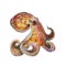 Multi-colored octopus, watercolor illustration, isolated