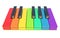 Multi colored piano keys One octave front view 3D