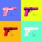Multi-colored pistols for different categories of people