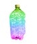 Multi-colored plastic bottle. Rainbow plastic. White background