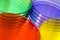 Multi-colored plastic cups
