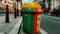 multi-colored plastic tanks for collecting and sorting garbage on the streets