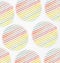 Multi colored rainbow circles. Seamless pattern with abstract geometric shapes. Different ornaments on white background. Compositi