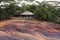 Multi-colored sand of Chamarel and cafe