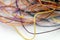 Multi-colored tangled colorful needlecraft silk thread rope. Mac