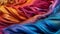 Multi colored textile close up vibrant silk fashion in blue material generated by AI