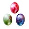 Multi-colored three marble eggs on a white background, isolate