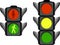 Multi-colored traffic light, traffic regulations, pedestrian safety