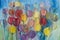 Multi colored tulips painted with watercolours, art background or pattern