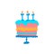 Multi-colored vector illustration of dog cakes. Cupcakes for the party Your dogs birthday. multi-colored candles on the