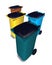 Multi colored waste bins