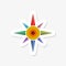 Multi-colored wind rose. Simple illustration. Compass sticker icon