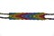 Multi-colored woven friendship bracelet handmade of embroidery bright thread with knots isolated on white background