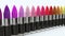 Multi colour  lipsticks  3d rendering for cosmetics concept