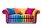 Multi coloured luxurious sofa isolated on a white background