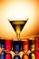 Multi-coloured shots and martini glass